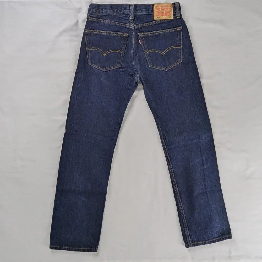 Levi's Retro Dark Wash Blue Denim 505 Straight Leg Jeans